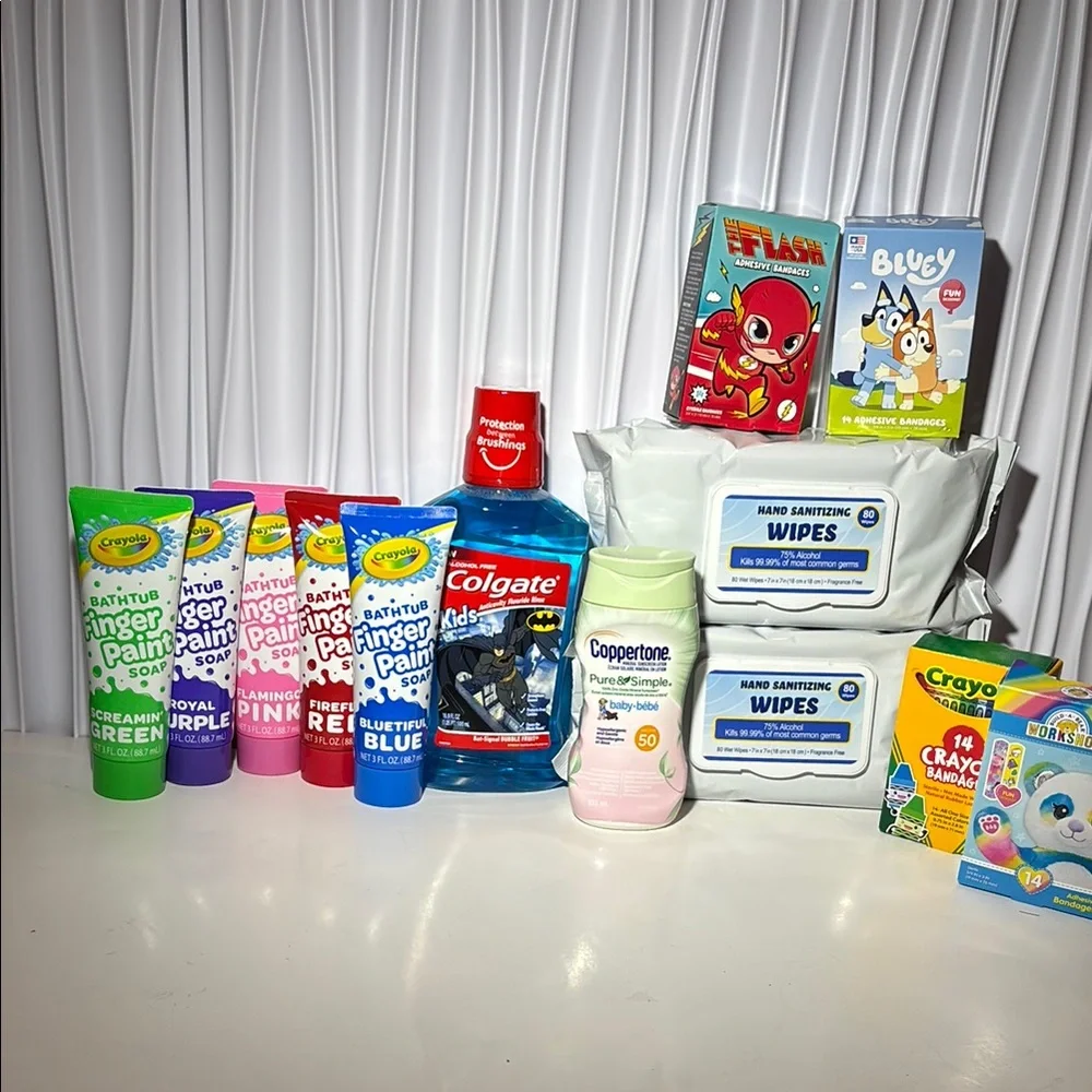 Crayola Kids Grooming Supplies Set Colorful Paints, Band-Aids, Batman
